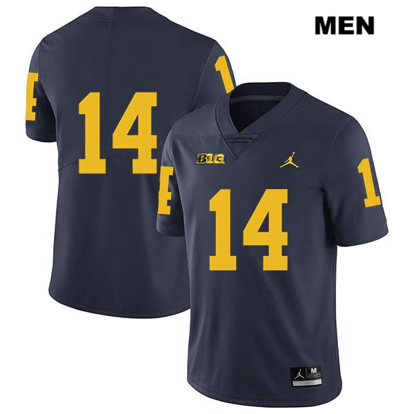 Men's NCAA Michigan Wolverines Josh Metellus #14 No Name Navy Jordan Brand Authentic Stitched Legend Football College Jersey LX25M48YB
